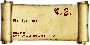 Milla Emil névjegykártya